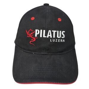 Pilatus Luzern Slideback Baseball Cap Black One Size Adjustable Embroidered